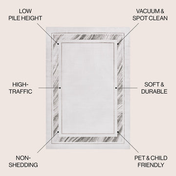 Athens Classic Border Marble Pattern High-low Area Rug